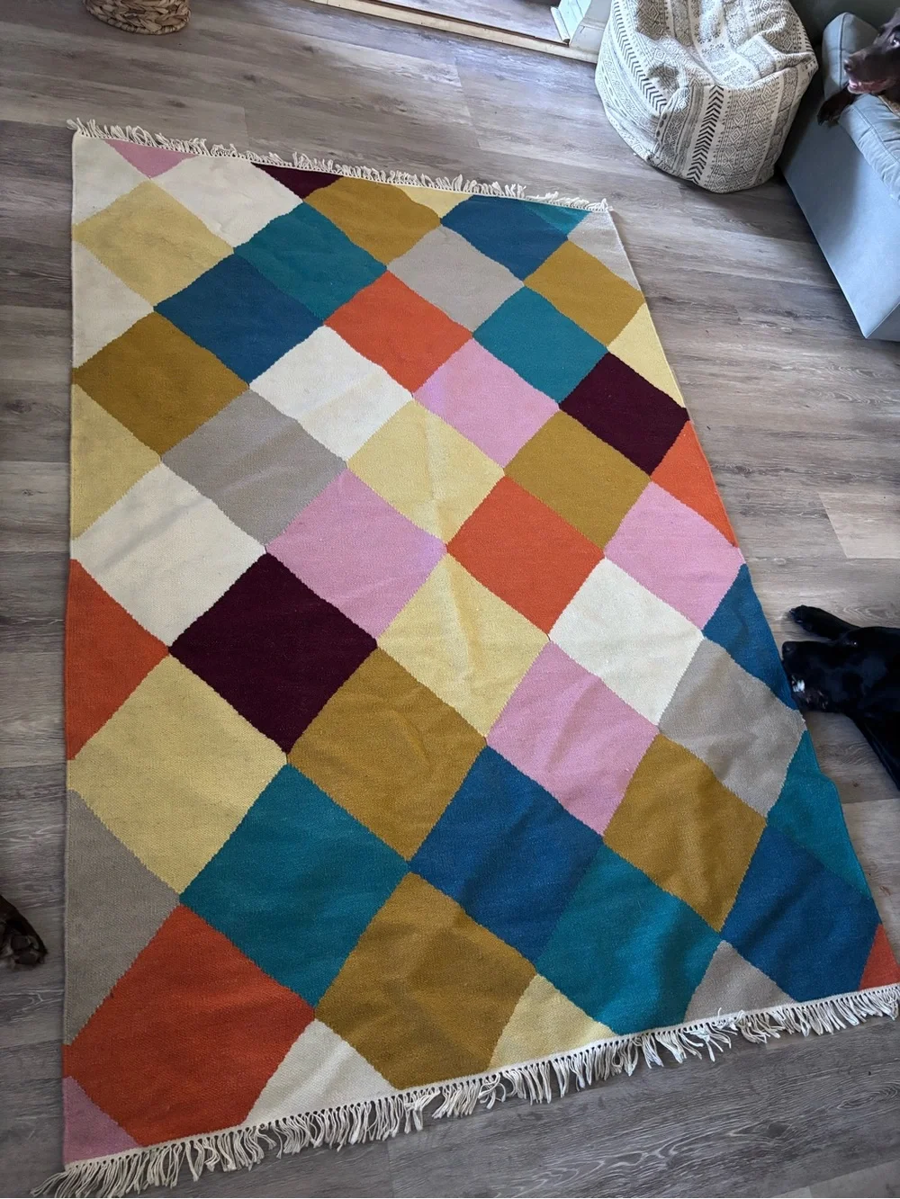 IKEA Vinderod Colorful Diamond Pattern Area Rug - Multicolor limited edition